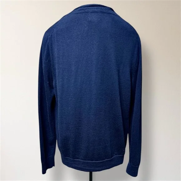Brooks Brothers Red Fleece Mens L Navy Extra Fine Merino Wool Cardigan Grandpa - Picture 3 of 7
